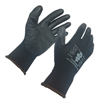 Premium PU beschichtete Sicherheitshandschuhe schwarz poly getaucht Baumeister Gartengriffe
