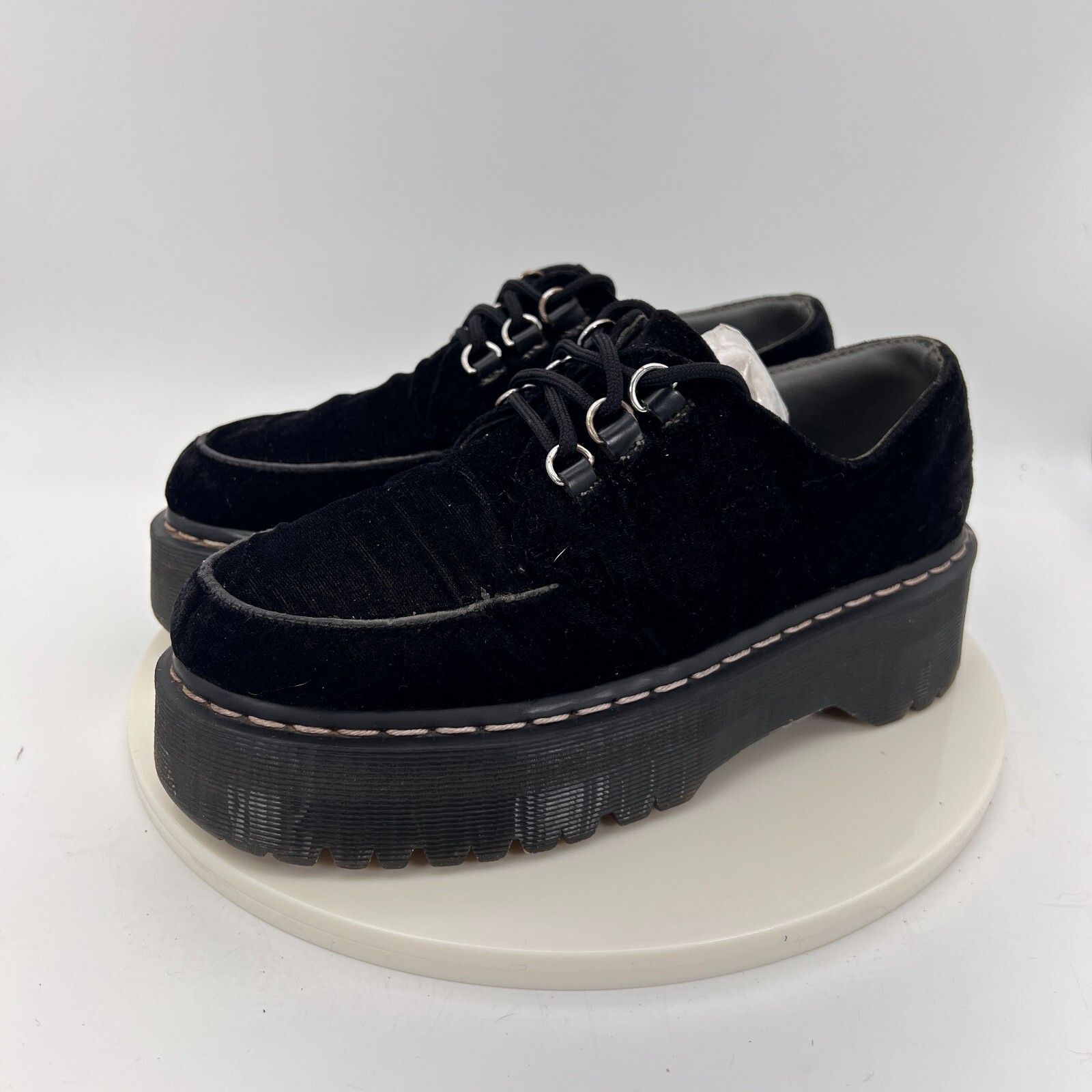 Dr Martens Aggy Creeper Black Suede Velvet Women Chun… Gem
