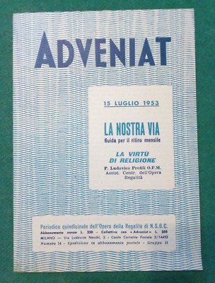Buch Zeitschrift Adveniat La Nostra Via La Virtu'Di Religione 15. Juli 1953  