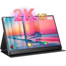 UPERFECT 16" 2K Portable Monitor Gaming Monitor 16:10 Screen USB C HDMI Monitor