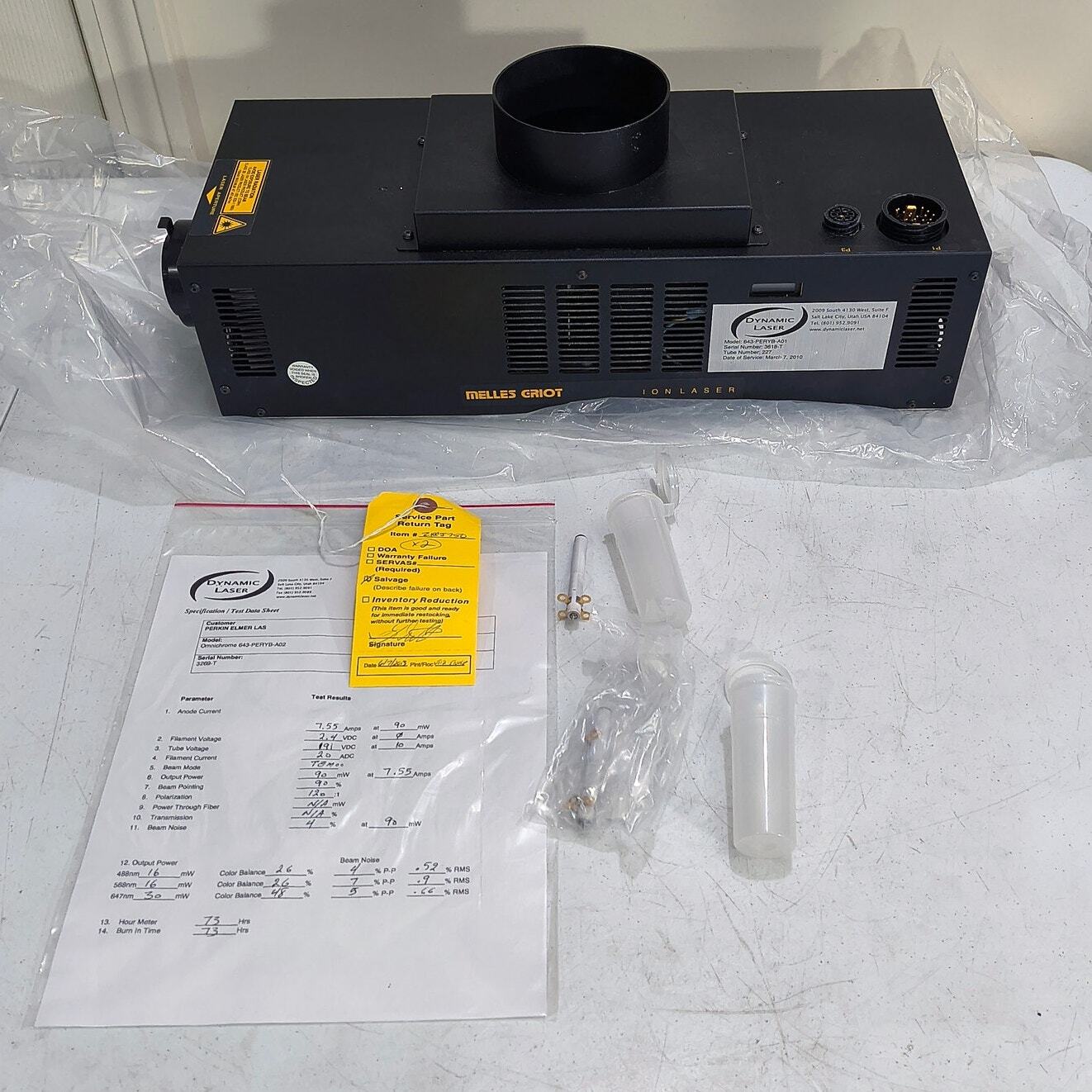 Melles Griot Air Cooled Ion Laser System 643-PERYB-A01 In Box Needs Rebuild