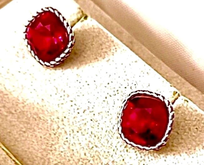 BRIGHTON SPARKLEVILLE RUBY RED HUE SWAROVSKI CRYSTAL SILVER EARRINGS VG+✨VINTAGE - Image 3 of 4