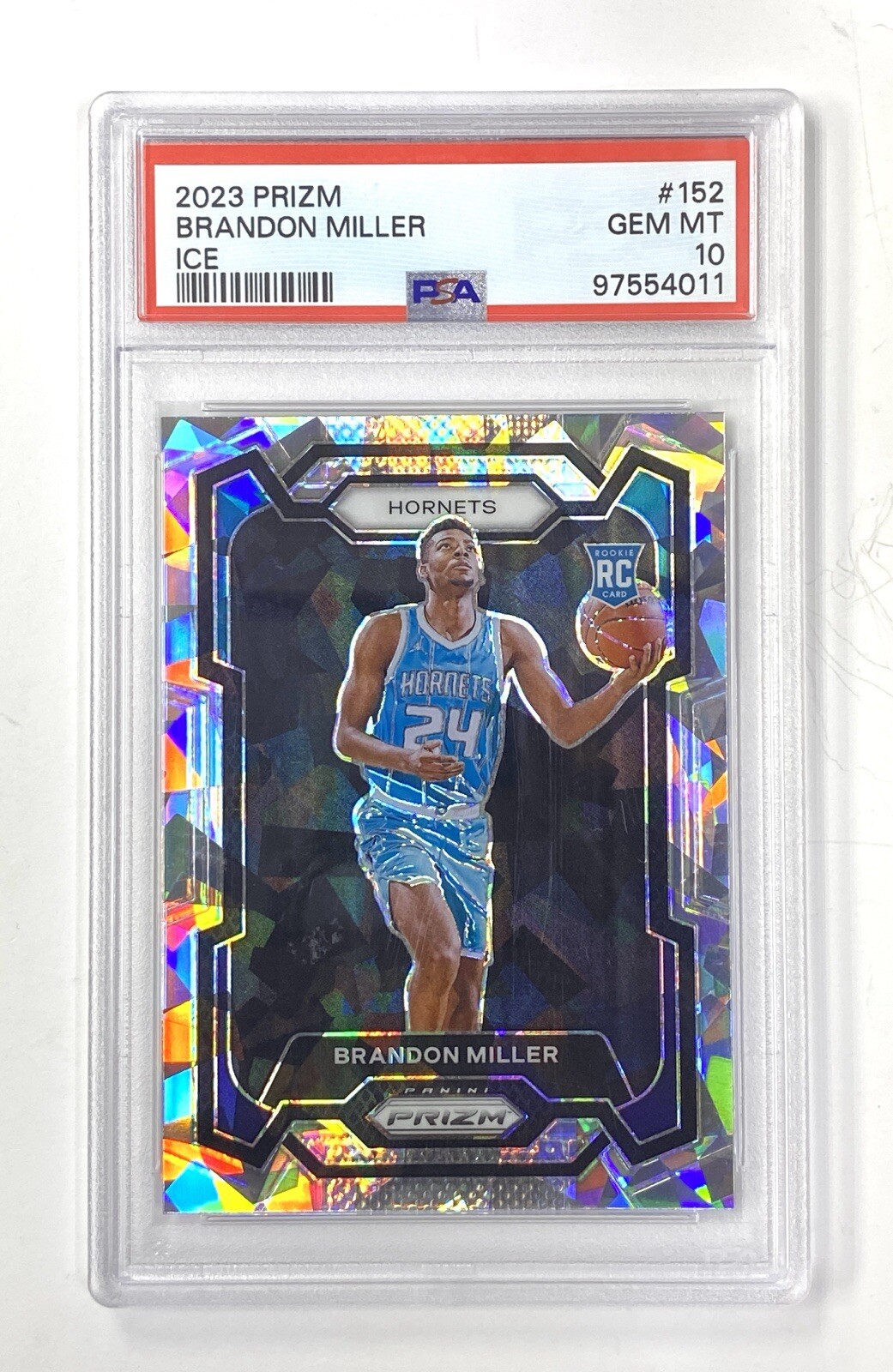 2023 PANINI PRIZM 152 BRANDON MILLER ICE PRIZM ROOKIE RC HORNETS PSA 10