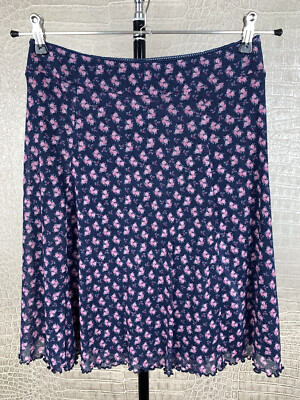 MULTIBLU Damen Gr. 34 Stretch Netz Rock navy blau Blumen Millefleurs skirt 706