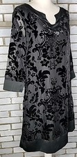 NWT Merona Women's 3/4 Sleeve Velour Chiffon Shift Dress Size Medium Black Lined