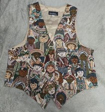 Vintage Nadia Embroidered CHILDREN Tapestry Womens SMALL Grandmacore Vest NEW v2