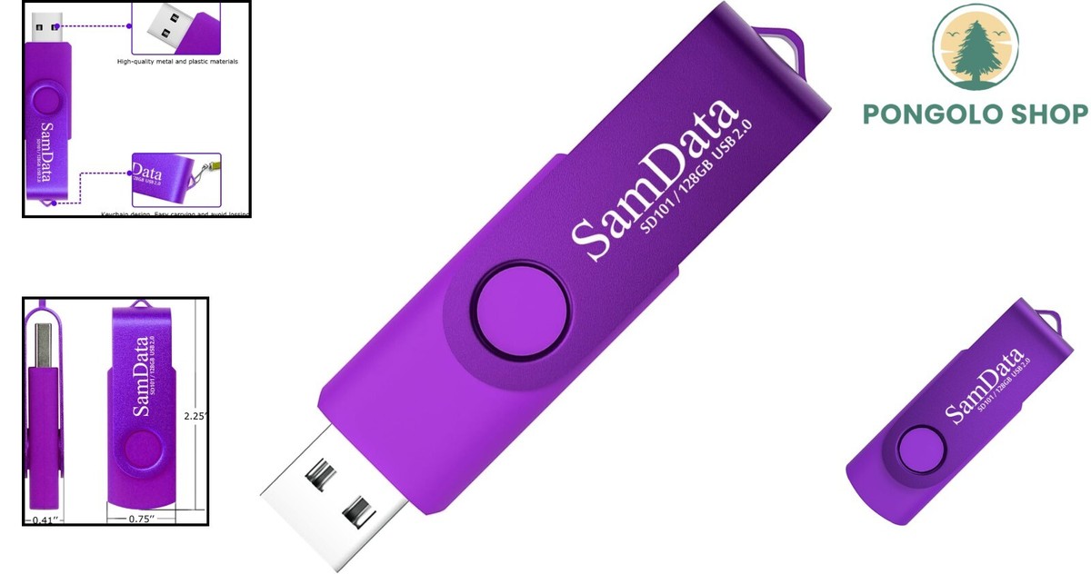 128GB USB Flash Drive Stylish Purple Memory Stick for Fast Data
