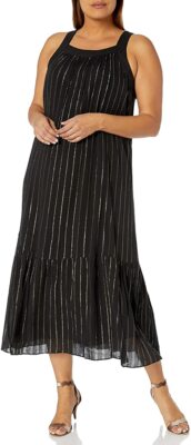 NEW RACHEL Rachel Roy Plus Size Leo Flounce Maxi Dress, Black