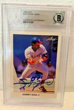 White Sox Sammy Sosa Signed 1990 Leaf RC Card Beckett BAS Slabbed Auto #220