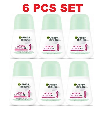 6X Garnier Mineral Action Control Thermic Antiperspirant Deodorant Roll On Women