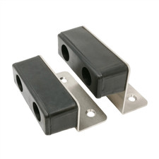 Upstand Heavy Duty Black Rubber Buffer on a Steel Angle Plate for Steel Door