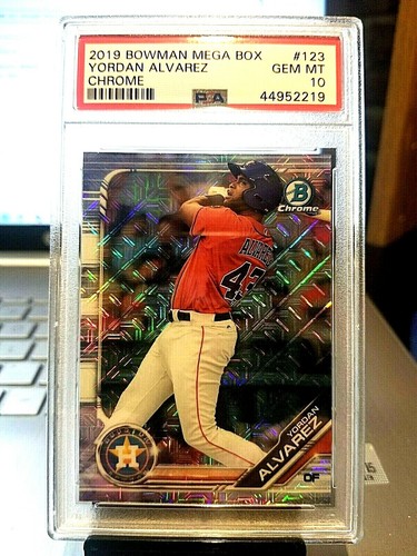 2019 YORDAN ALVAREZ BOWMAN MEGA BOX CHROME REF. "ROOKIE" #123 PSA 10 GEM.
