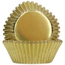Gold Foil Cupcake Cases Muffin Cake Paper Baking Cups FUNCAKES 48Pk Metallic