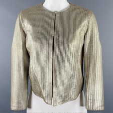 Drome Size Xs Gold Perforated Lamb Skin Eye Hook Jacket Blazer