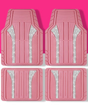 Bling Rubber Floor Mats Sparkly Glitter Pink Set Heavy Duty All Weather