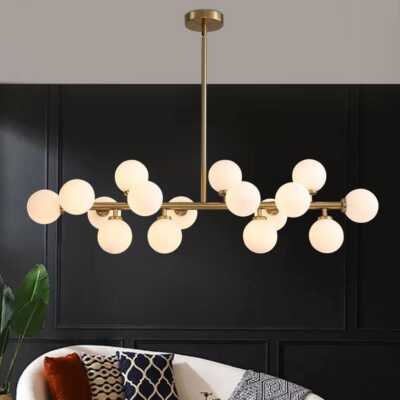 SILJOY 16-Light Brass Globe Sputnik Dining Room Chandelier Kitchen Pendant Light
