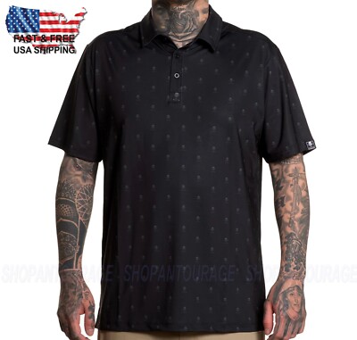 Sullen Art Collective Golf Badge SCM6412 Short Sleeve Black Polo Shirt For Men