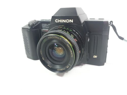 Chinon CP-7m Multiprogramm-Spiegelreflexkamera 35 mm + 28 mm Objektiv funktioniert ID5058 B14