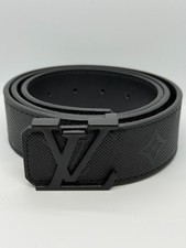 louis vuitton Monogram Black Leather Belt Size Black 48-120 Fits "30  36  Waist 