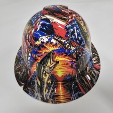 full brim hard hat custom hydro dipped IN AMERICAN FISHERMAN USA FLAG NEW