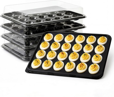 5 Pack Extra Large Deviled Egg Containers with Lids, Holds 120 Eggs Total (24 Ea