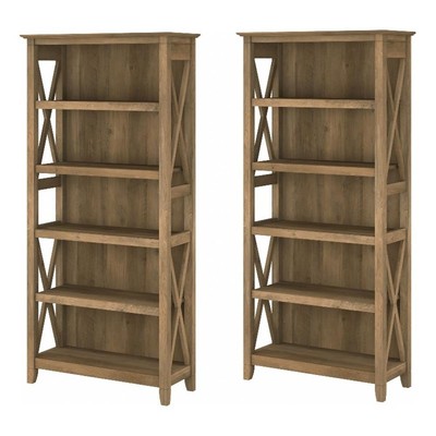 Key West 5 Shelf Bookcase Set of 2 in Reclaimed Pine - Engineered Wood