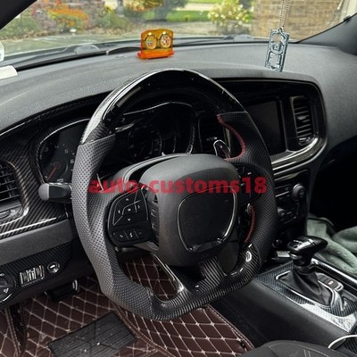 LED Carbon Fiber Steering Wheel For charger challenger hellcat durango srt2015+