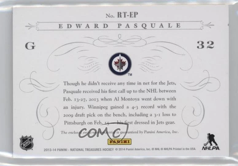 2013-14 Panini National Treasures Rookie Timeline /25 Edward Pasquale Patch RC - Image 2 of 2