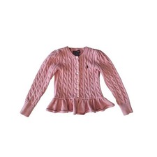 Ralph Lauren Girl's Mini Cable Pleated Cotton Sweater Dress, Size 6 Pink