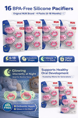 NUK 12 Orthodontic Pacifiers 6-18 Months   Glow in the Dark Blue, BPA Free 4-Pac