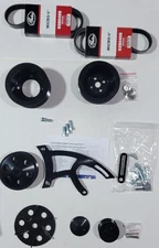 Black Ford 351M/400 Serpentine Pulley Kit Power Steering Bracket, No Alt Bracket