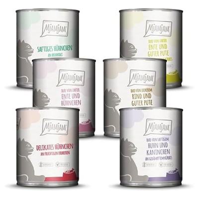 MjAMjAM Premium Nassfutter Katzen 6er Mixpaket 6x800g getreidefrei viel Fleisch