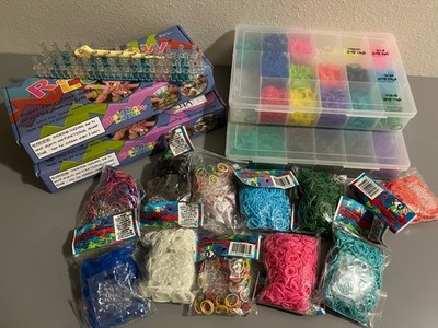 Rainbow Loom Bands and Storage HUGE Lot of Misc Tools and Rubber Bands