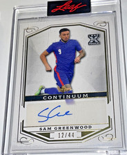 RARE SAM GREENWOOD /44 ROOKIE AUTO CARD 2022 LEAF CONTINUUM SOCCER BRISTOL LEEDS. rookie card picture