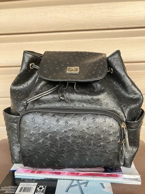 NEW Yuri Kojima Black Ostrich Skin Leather Backpack