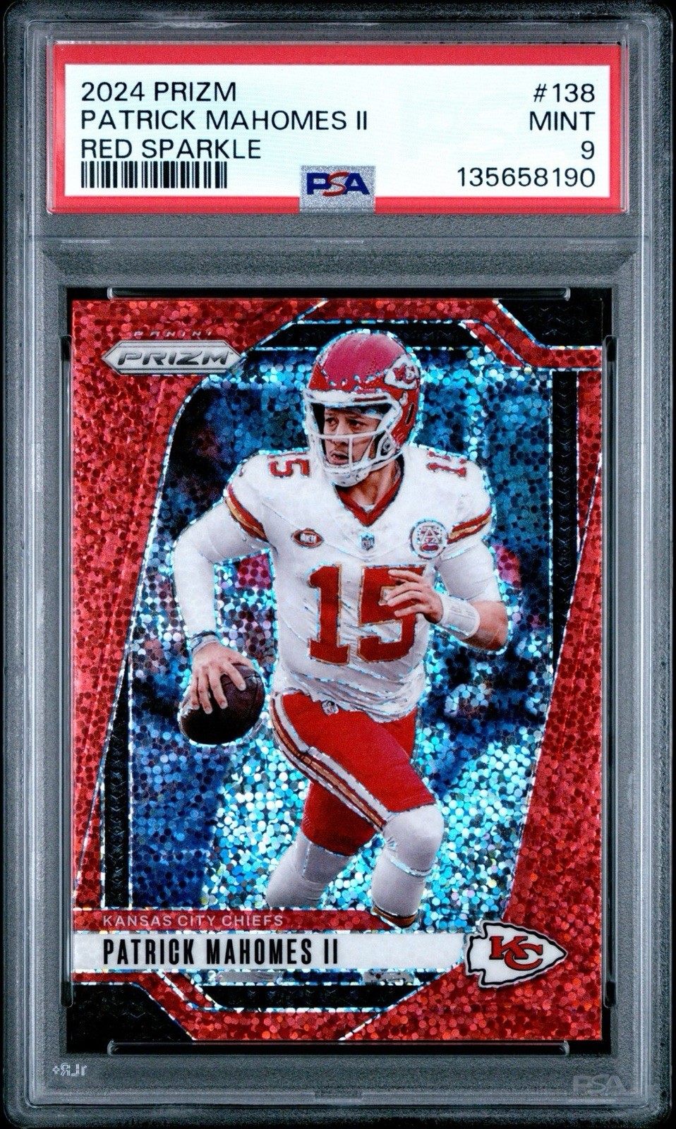 2024 Panini Prizm Patrick Mahomes II #138 Red Sparkle Prizm PSA 9