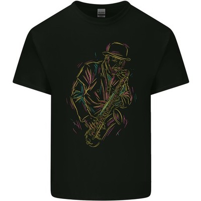 Jazz Bunt Saxophon Player Herren Leichte Baumwolle T-Shirt