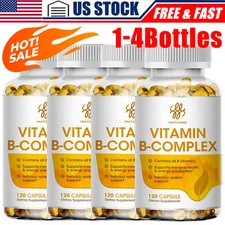Vitamin B Complex 120 Capsules B1,B2,B3,B5,B6,B7,B9,B12, Immune Support Pills
