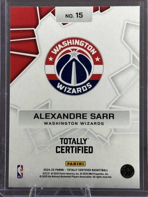 2024-25 Panini Totally Certified #15 Alexandre Sarr Rock the Rim
