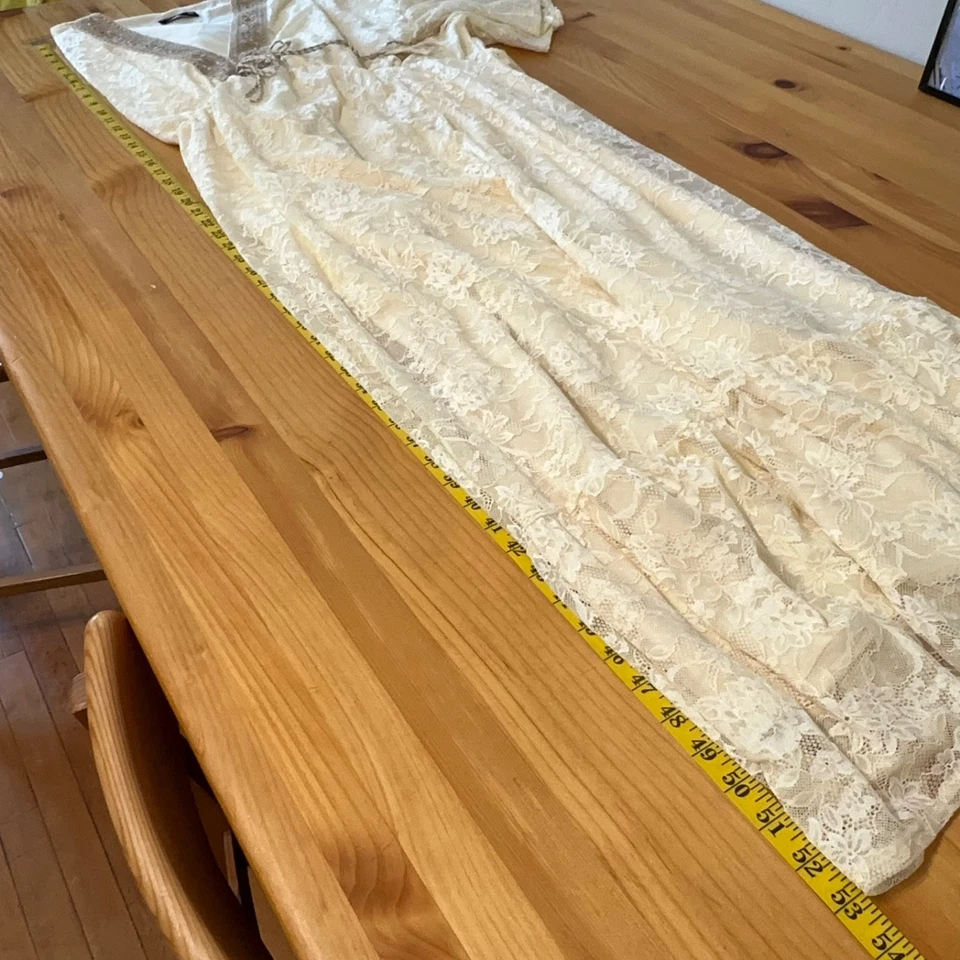 Vestido Mujer 4XL Renn Faire Boho Cottagecore Renacimiento Hada Encaje Superpuesto Marfil Foto 4 de 4