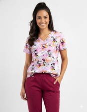 Mickey  Minnie Mouse Cherokee Scrubs Tooniforms Disney V Neck Top TF797 MKXI