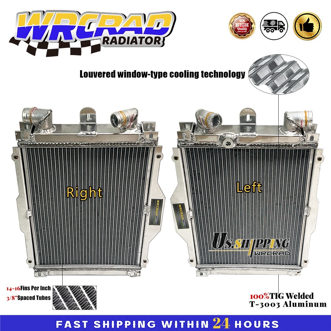 Fits Ferrari 355 F355 V8 1994-1999 Full aluminum radiator Left + Right Side