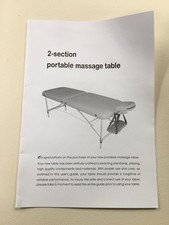 2 Section Portable Massage Table Bed with Accessories and Instructions