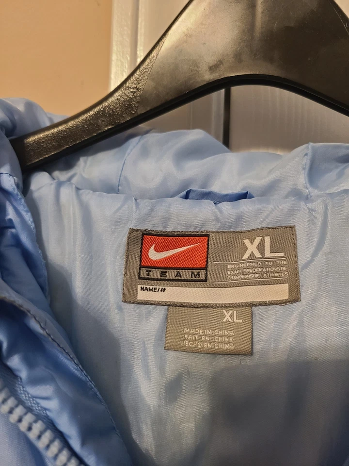VINTAGE NIKE North Carolina Tar Heels Full Zip Puffer Jacket XL/20  Blue see pic - Image 2 of 4