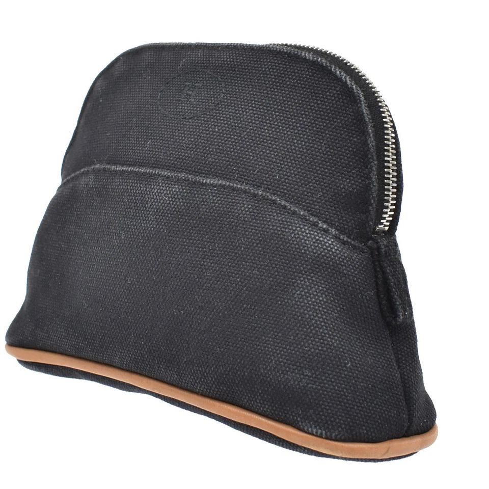 Mini bolso HERMES Logo Bolide 16 100 % algodón cuero negro Francia 09KB142 Foto 2 de 4