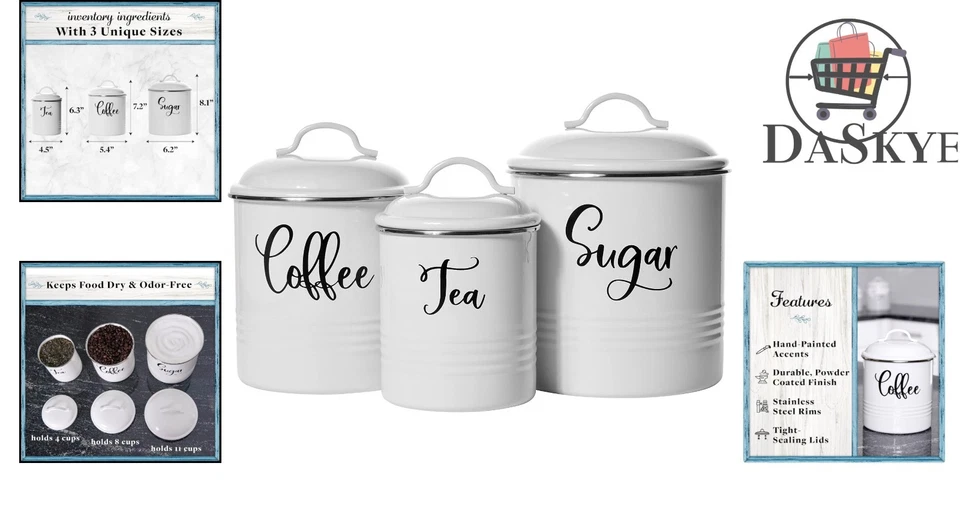 Elegante juego de botes rústicos: almacenamiento hermético duradero para artículos esenciales de cocina Foto 2 de 4