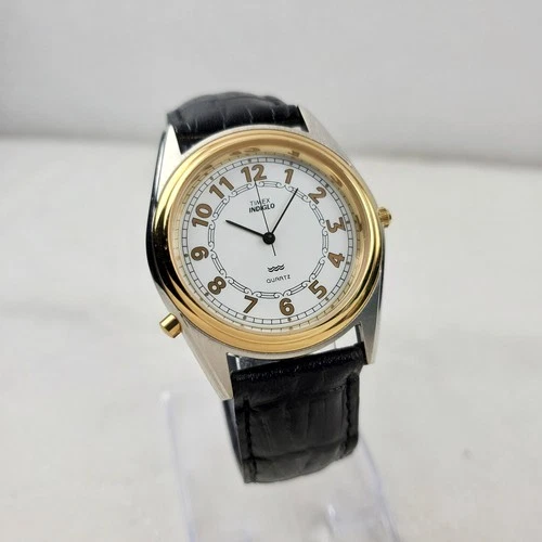 VINTAGE TIMEX INDIGLO CLASSIC QUARTZ WHITE/BLACK MEN'S WATCH