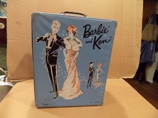 Mattel Barbie & Ken Ponytail 13" Blue Vinyl Double Carrying Case 1963