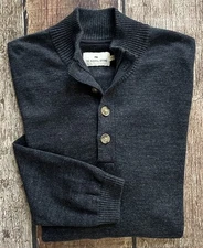 THE NORMAL BRAND HENLEY PULLOVER SWEATER CHARCOAL GRAY MENS XL EXCELLENT