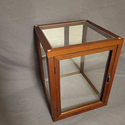 Doll Display Case Walnut Solid Wood 10.5'' x 10.5'' x 13.25'' 